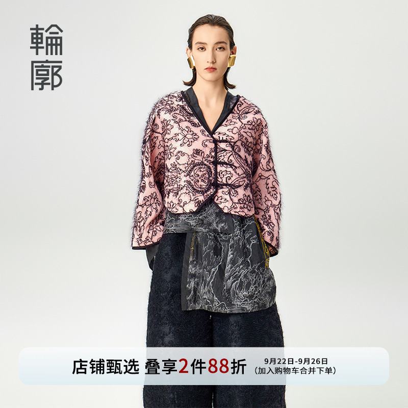 轮廓古韵流转短外套L241Y008原创设计复古气质时尚宽松短款外衣