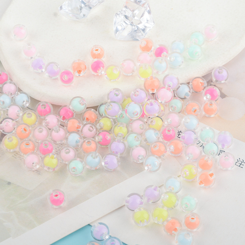 12mm彩色珠中珠水晶批发装饰DIY手工饰品配件串珠亚克力混色珠子