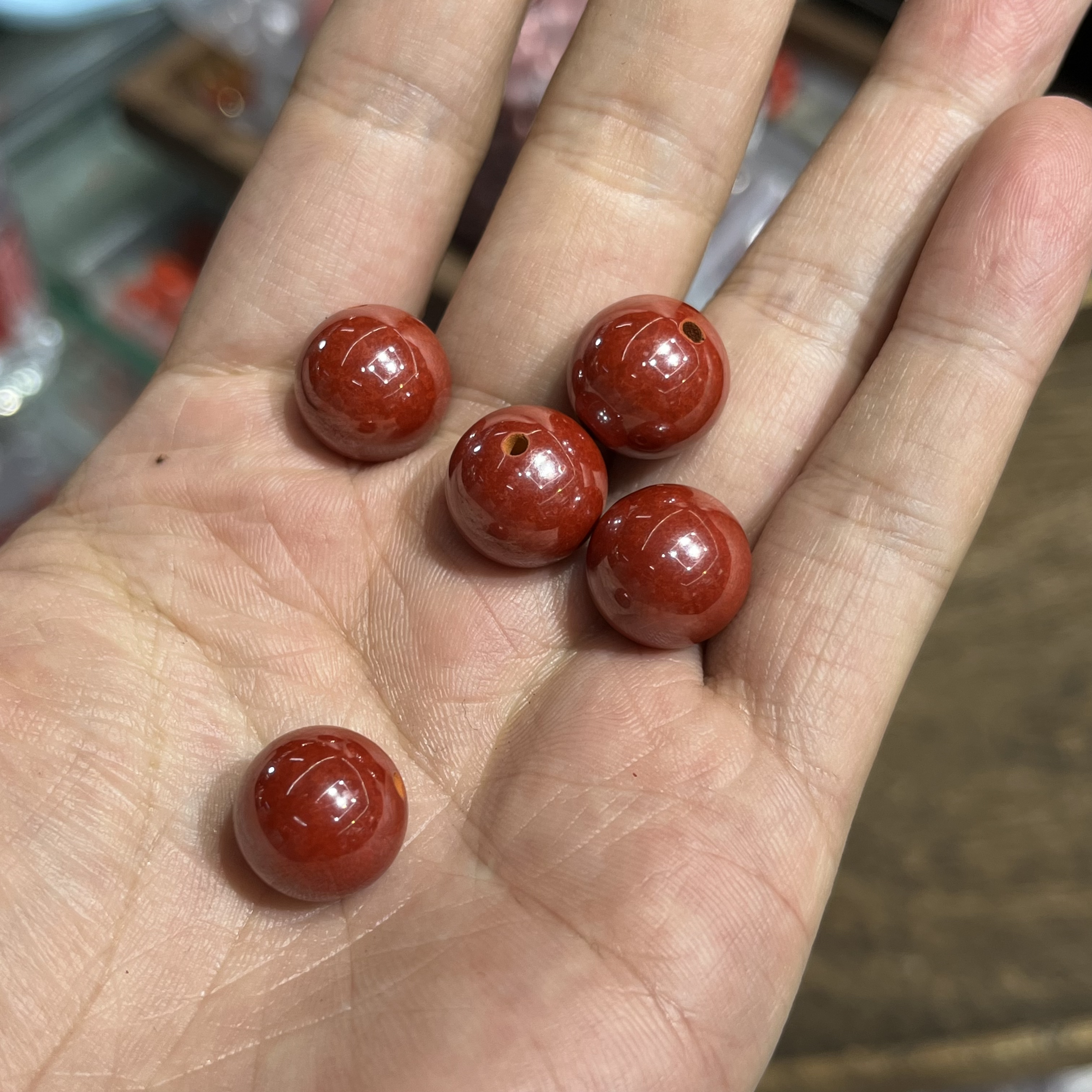 含辰砂工艺品1024-帝王砂单珠吊坠不带链14mm