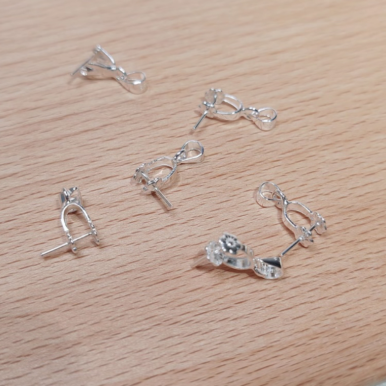 足银银制品 足银990【梅花扣吊坠扣】单个扣
