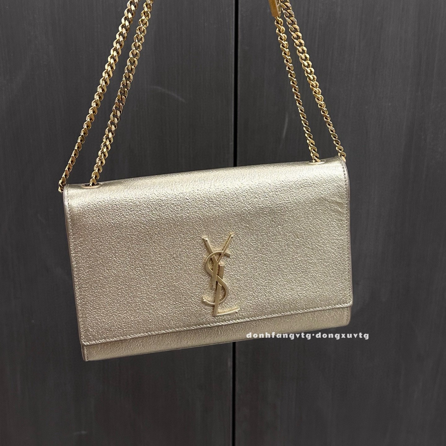 95新 YSL/圣罗兰 ysl 香槟金细闪斜挎包