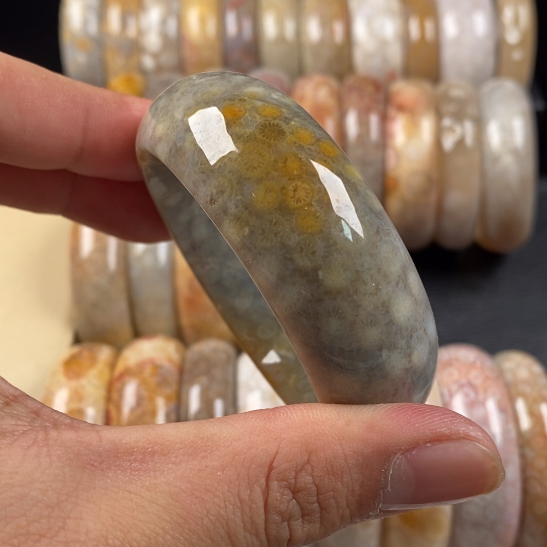 硅化珊瑚（珊瑚玉）手镯圈口55未镶嵌