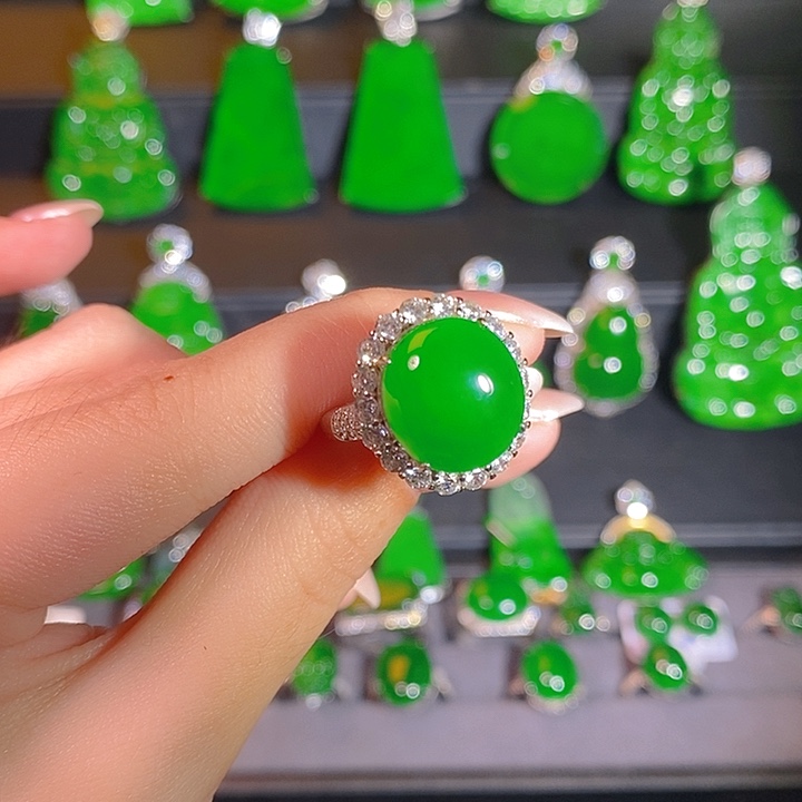 翡翠银S925镶嵌戒指