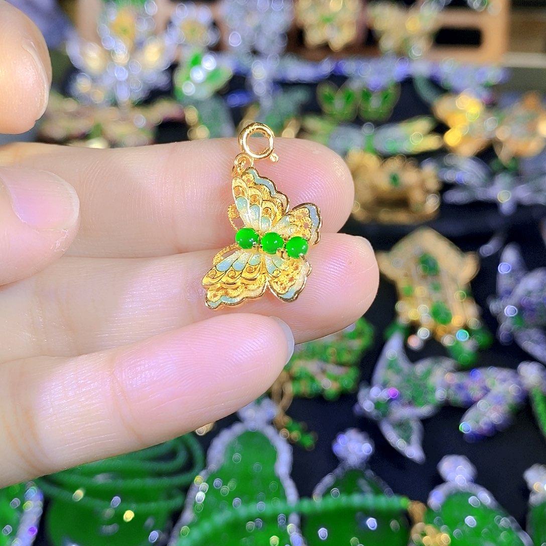 吊坠(不含链)银S925镶嵌翡翠