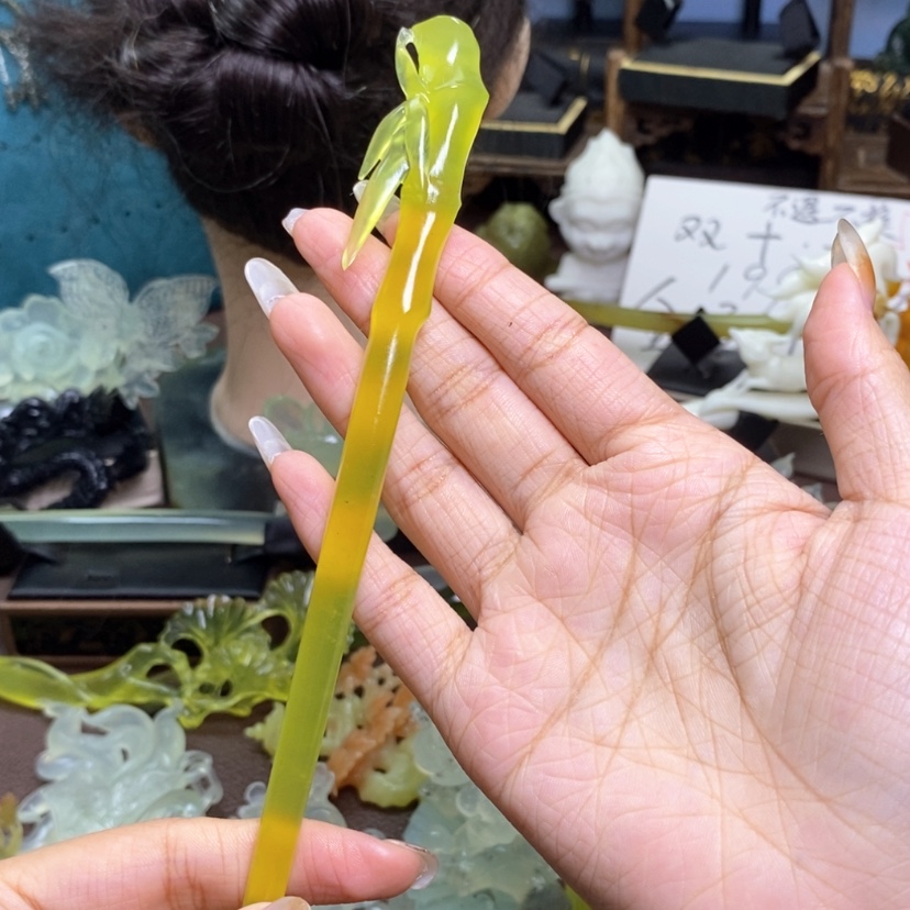 【闪购商品】未镶嵌蛇纹石玉发饰薄*瑜