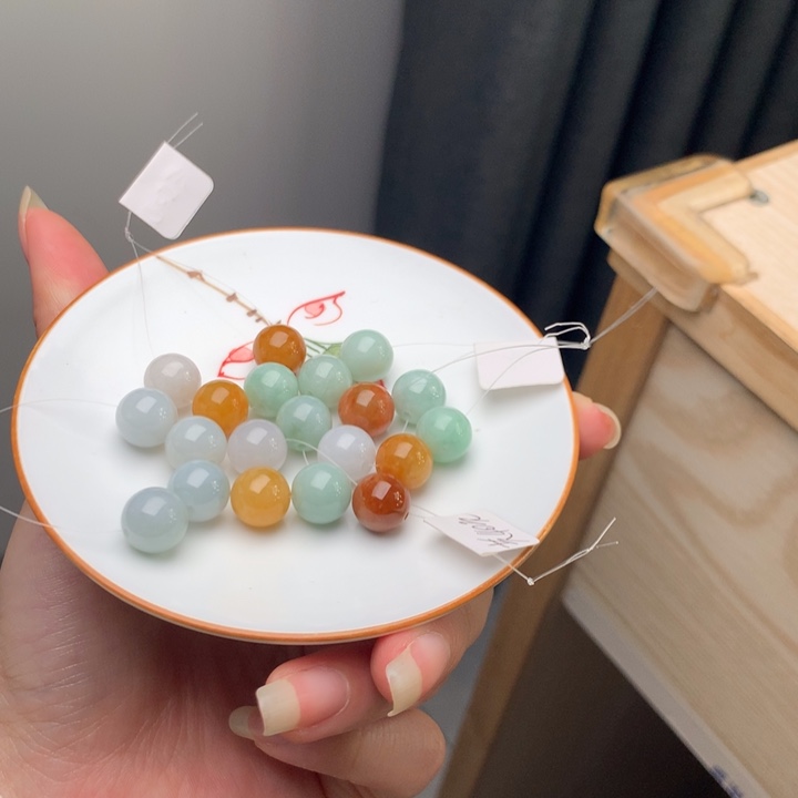 想***生翡翠未镶嵌手链翡翠y1014 卡9.8