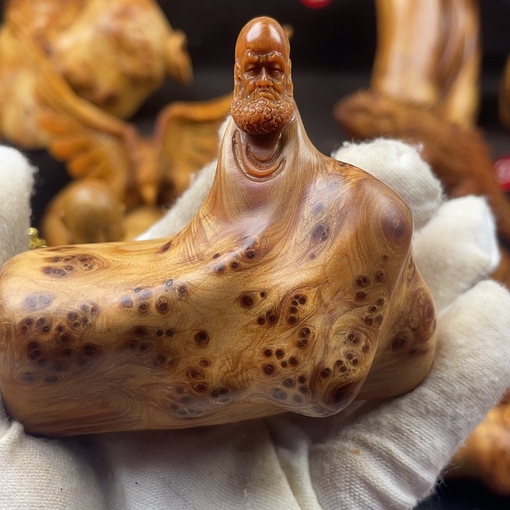 快***好柏木（崖柏）达摩手把件