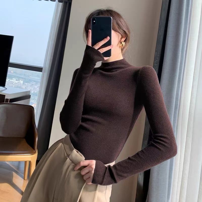 半高领打底衫女百搭2025年秋季新款女装内搭针织衫长袖修身上衣潮