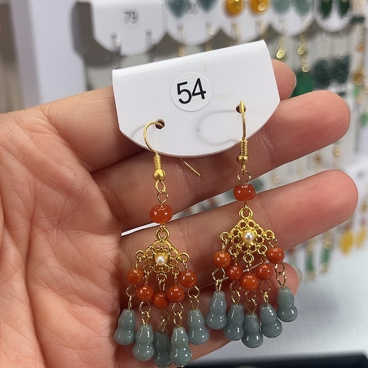 翡翠银S925镶嵌耳饰耳饰