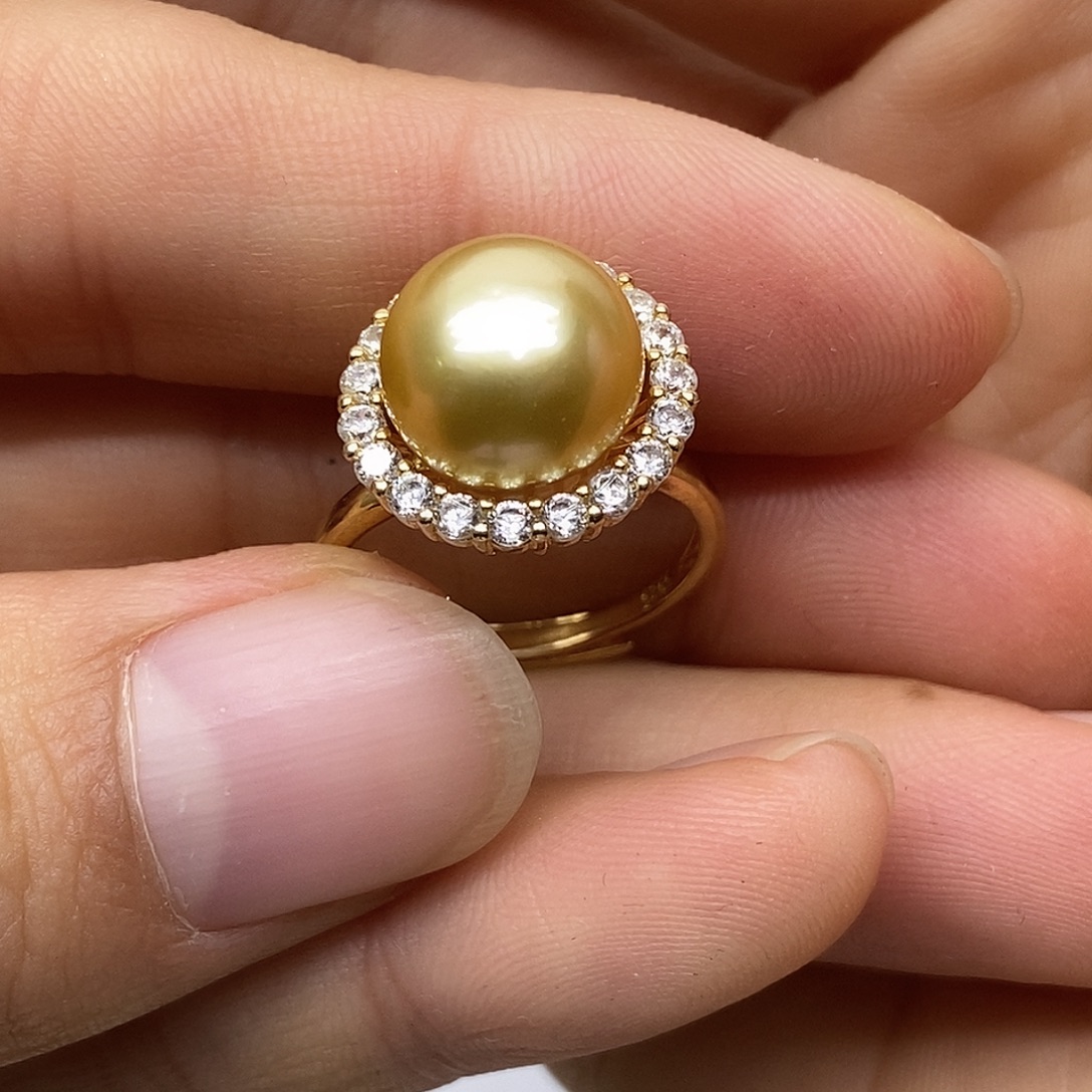 戒圈海水珍珠银S925镶嵌