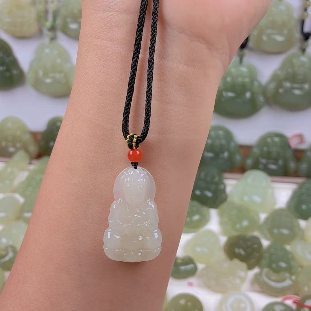 【宝宝观音】和田玉33+mm尺寸玉观音，送绳子