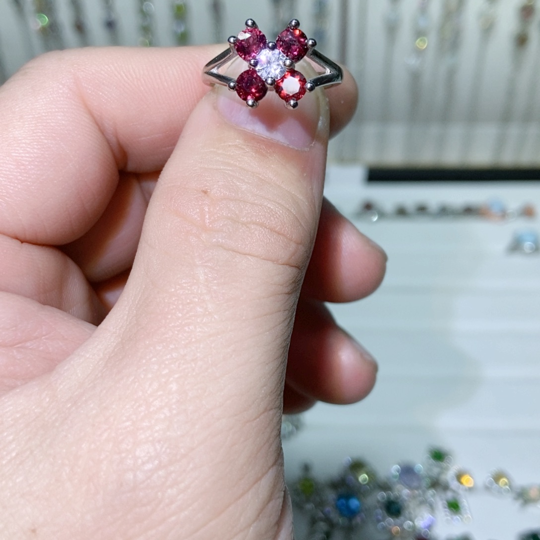 绿水晶戒指银S925镶嵌