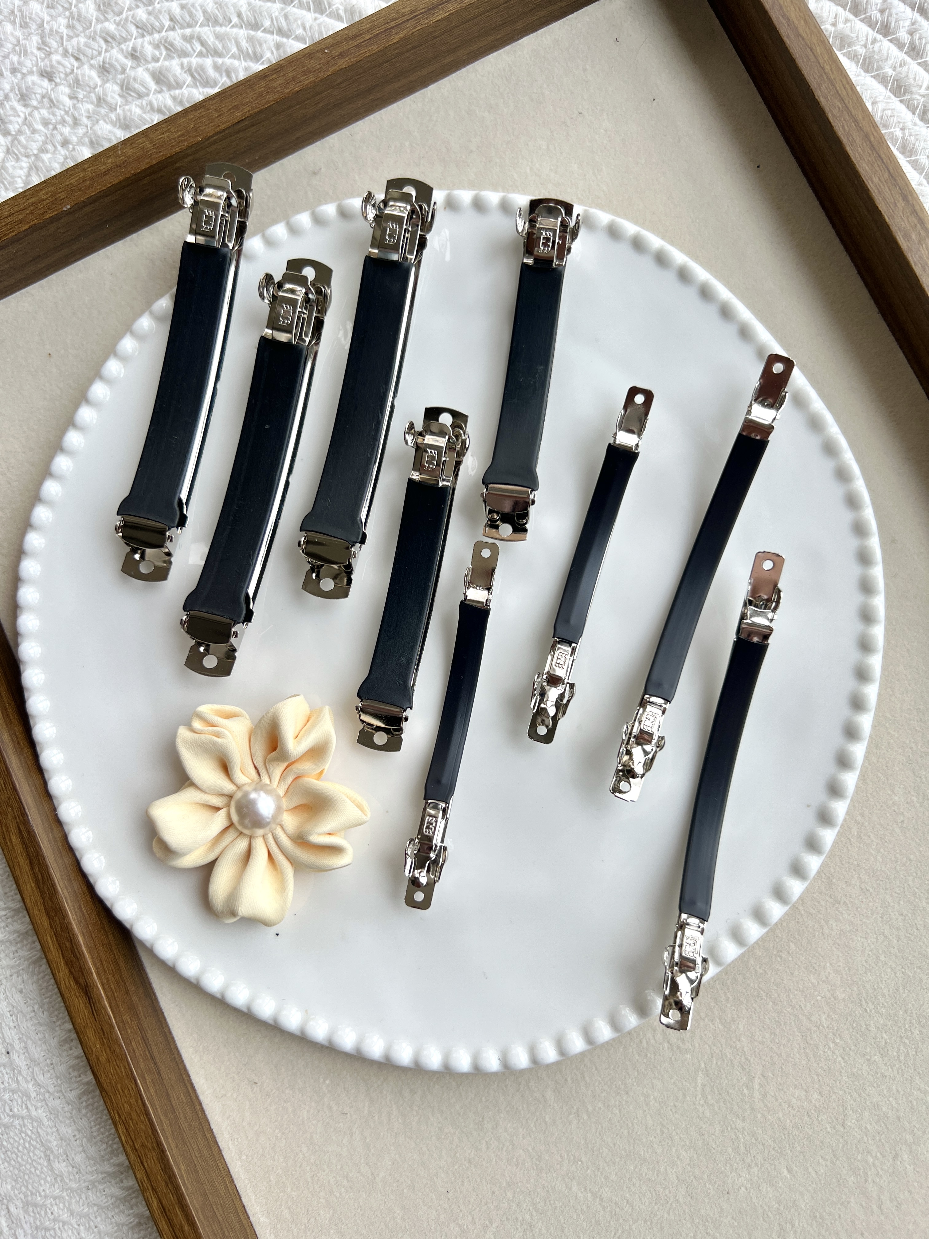 8/10cm防滑皮套弹簧夹马尾夹镂空三片式diy网红蝴蝶结头饰材料