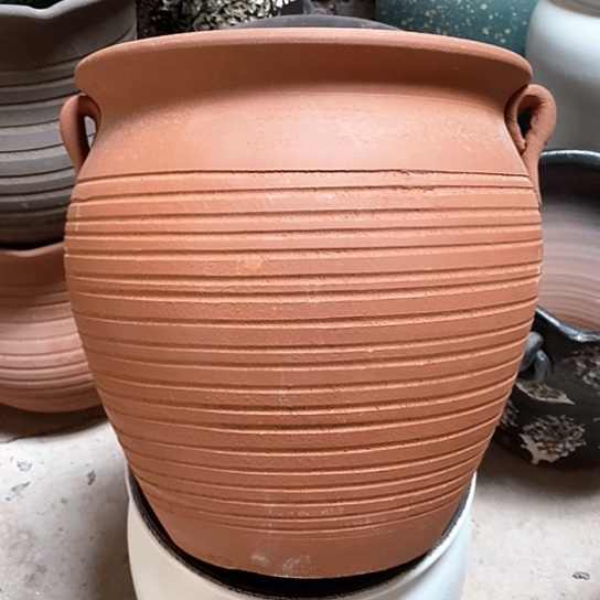 紫砂花盆口28高度30红陶