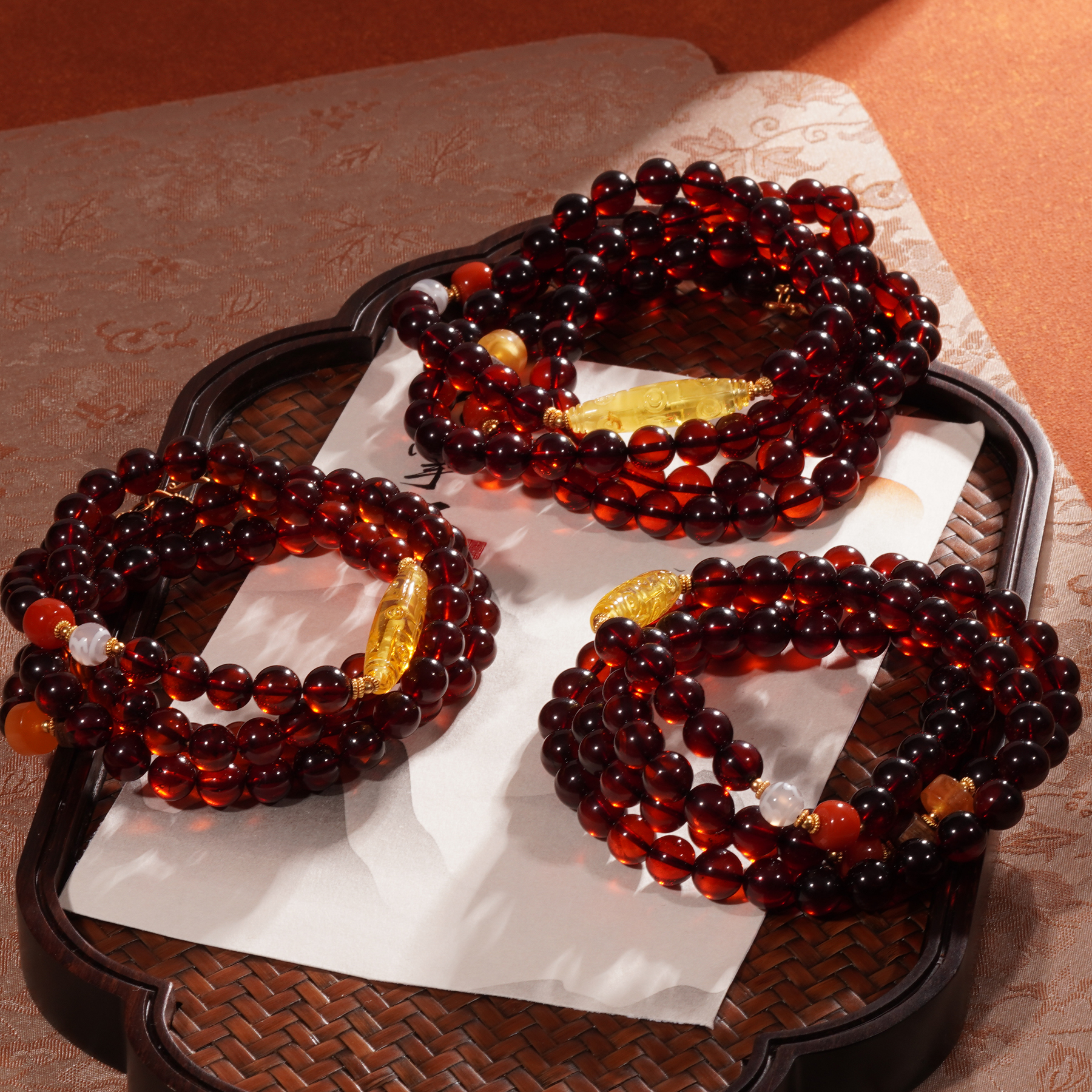 天然血珀万能链约7mm设计款轻奢珠宝—多样性发其一【JJ451】