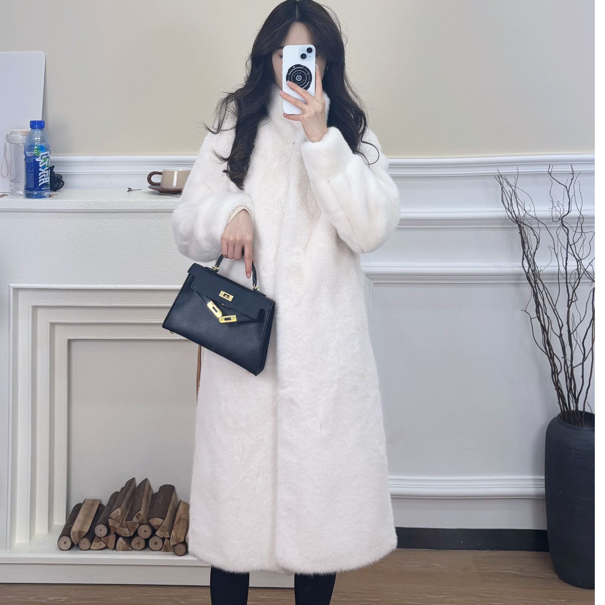 设计师时尚百搭立领大衣冬季毛毛毛绒绒厚外套