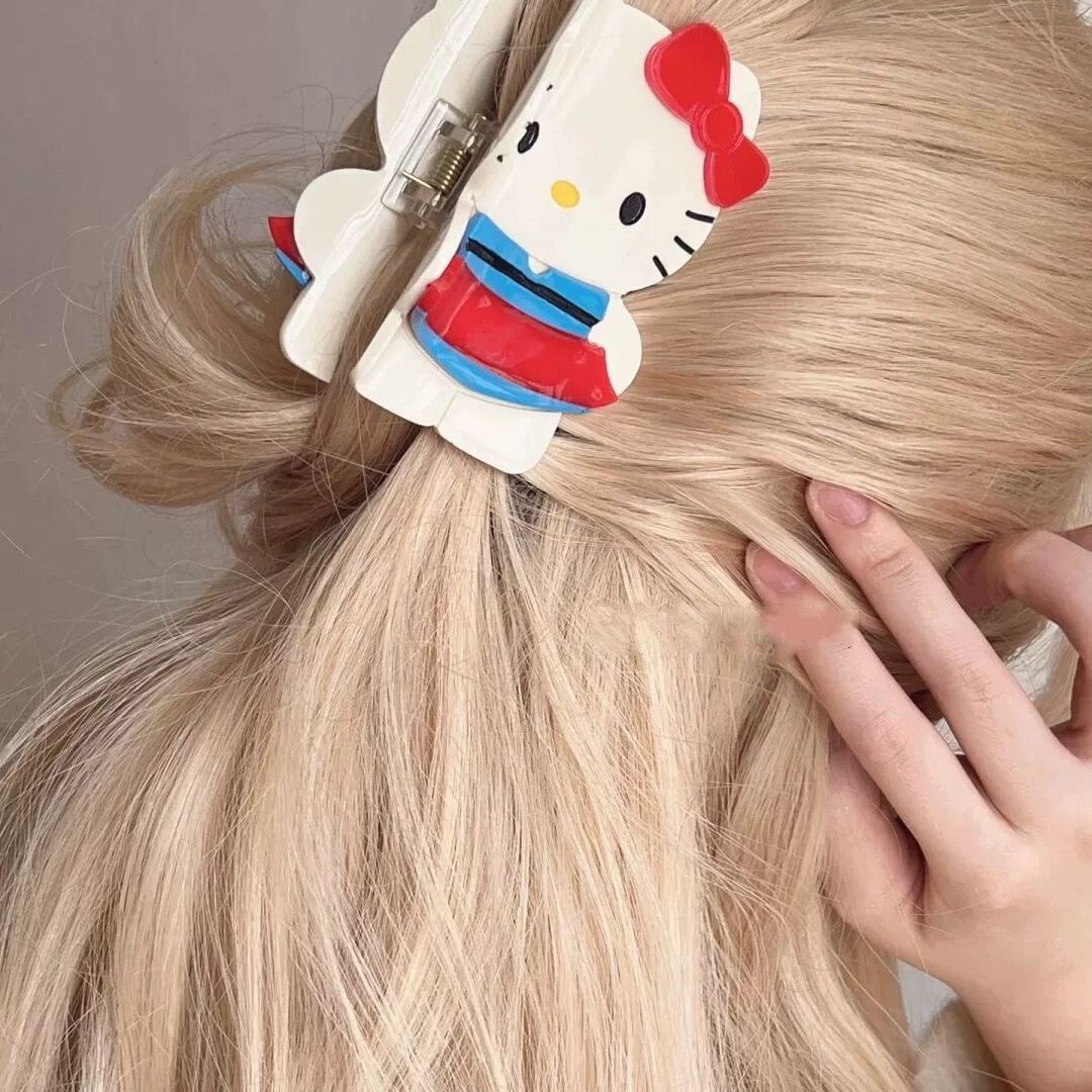 黑皮哈喽Hello Kitty鲨鱼夹抓夹发夹后脑勺醋酸夹子醋酸发饰kt猫