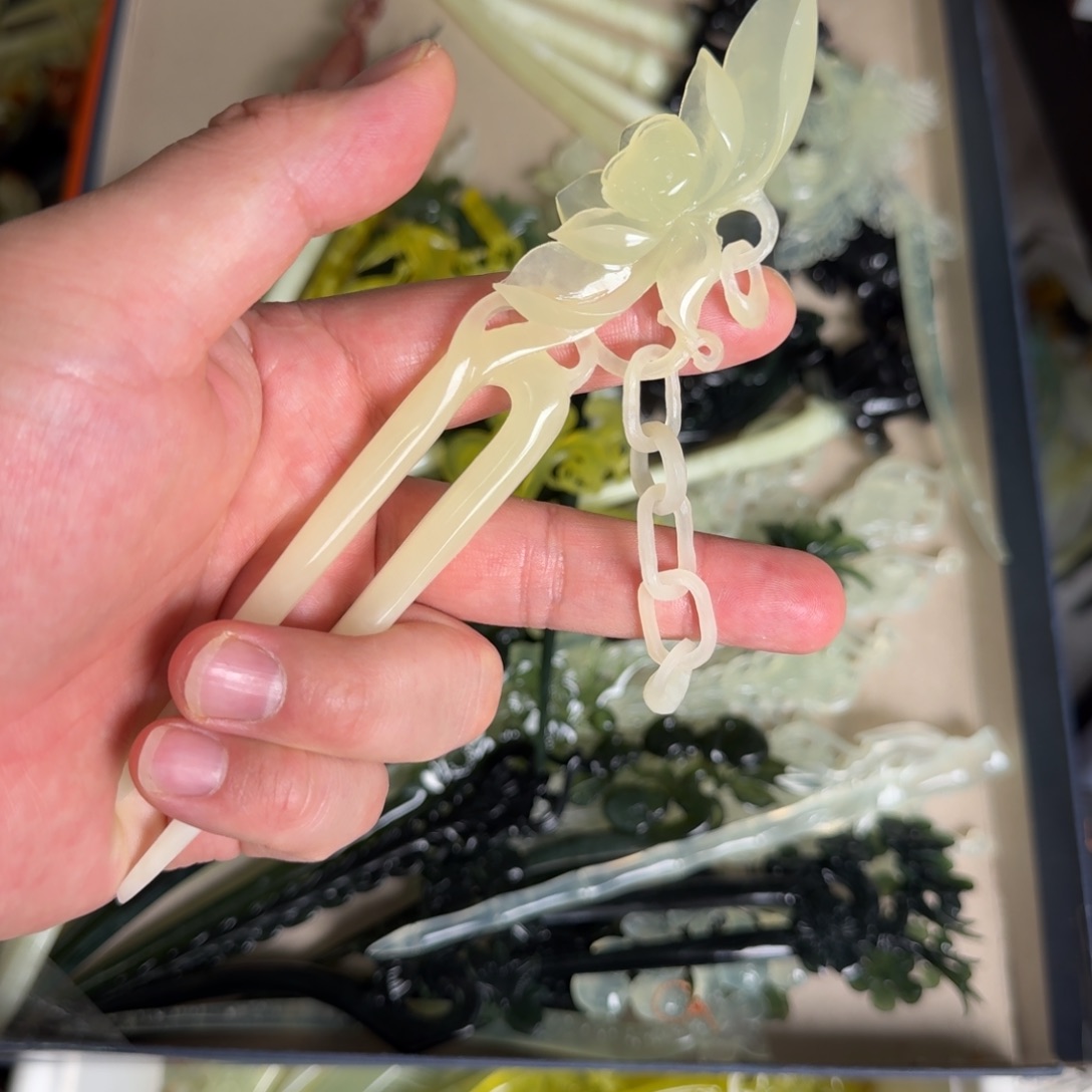 岫玉发饰未镶嵌明君玉簪就是好看
