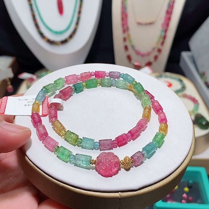 碧玺手链18K金镶嵌碧玺手链