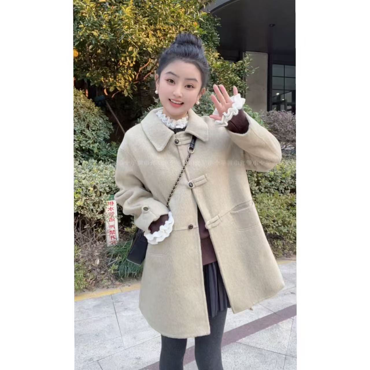 2025秋冬新款韩版百搭小个子定制简约时尚经双面羊毛大衣31415