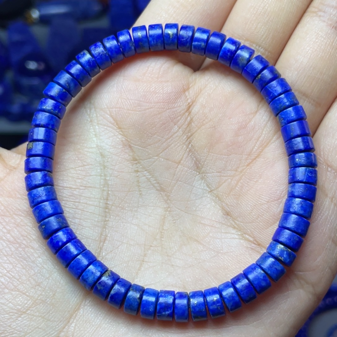 青金石未镶嵌6×3mm直切药片手串