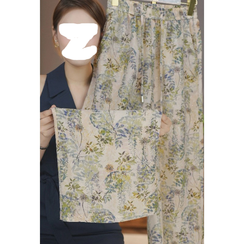 【轻奢高定】夏季重工烫钻阔腿直筒裤气质休闲印花女士百搭时尚11