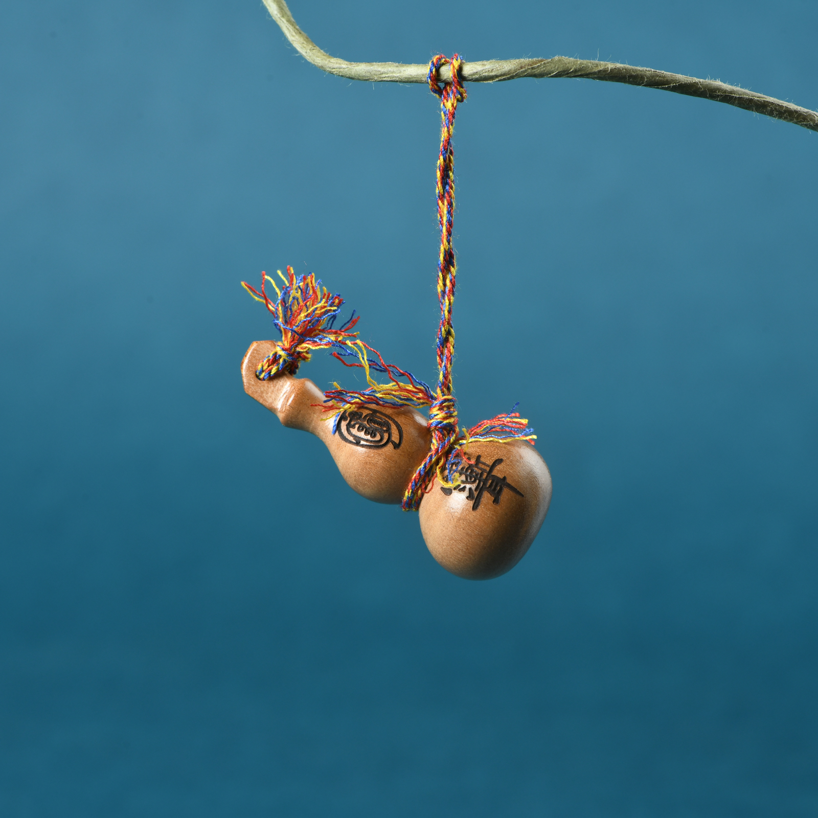 桃木精雕雨渐耳葫芦挂饰手机挂件