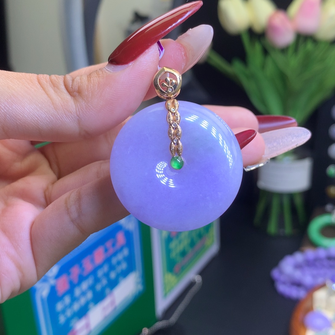 翡翠颈饰18K金镶嵌天然