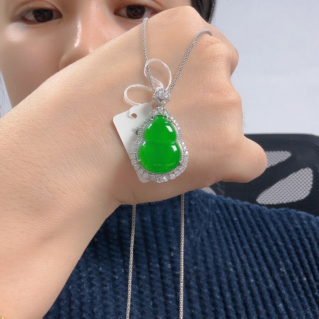 翡翠银S925镶嵌吊坠(不含链)