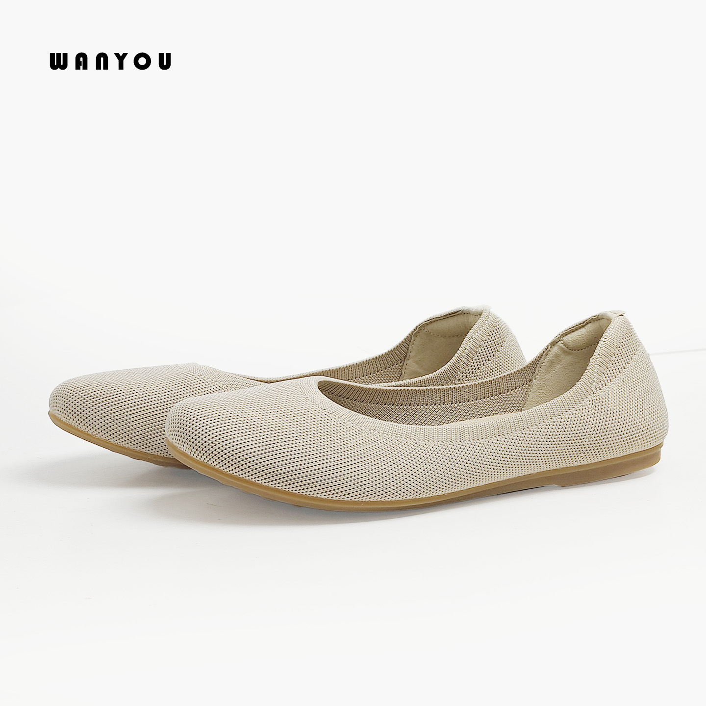 通勤风平跟懒人鞋圆头针织单鞋复古鞋子网面浅口-YP-676