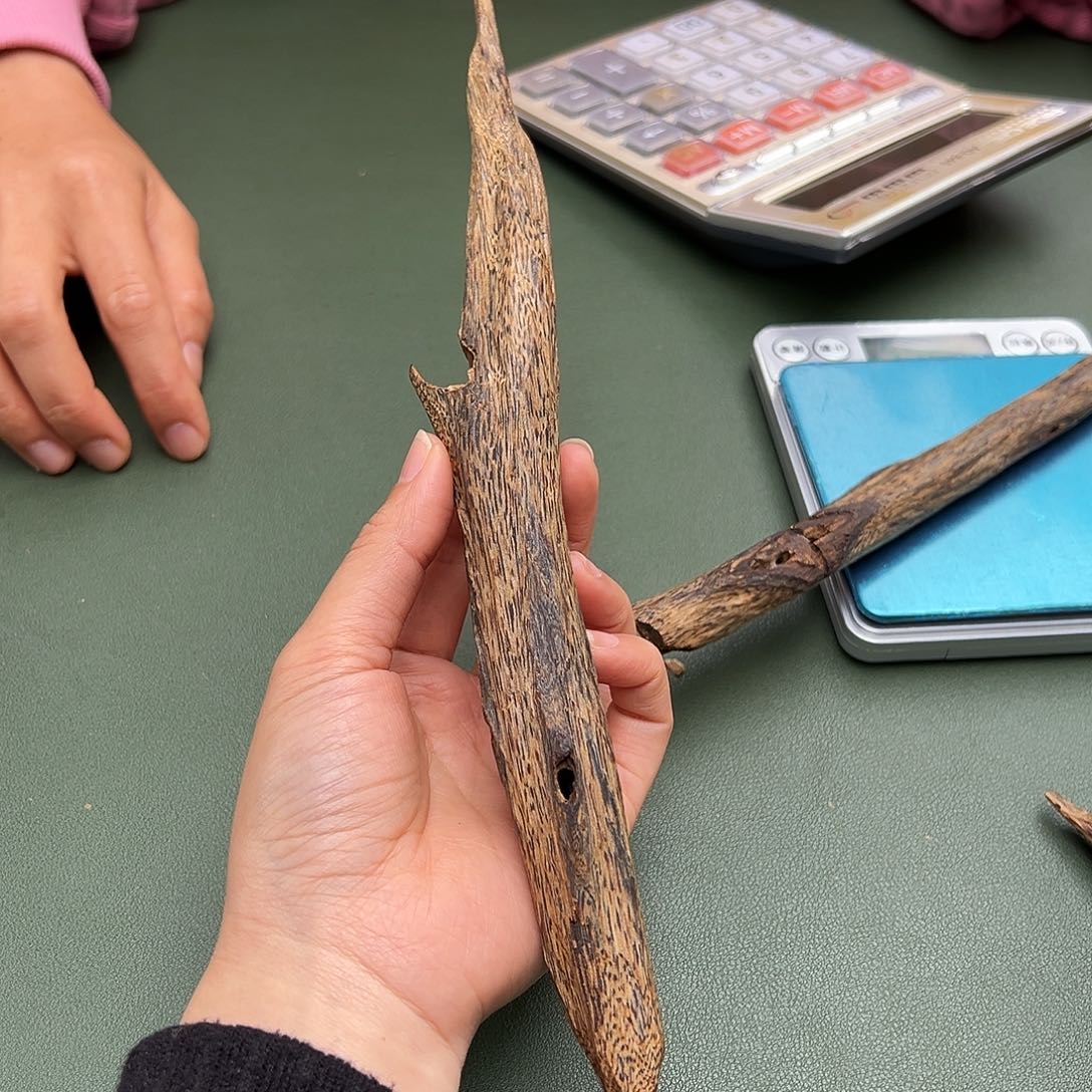 沉香摆件虫漏块料42克发一个