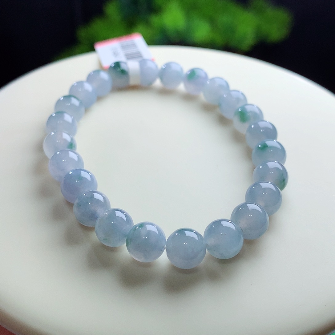 未镶嵌手串翡翠卡7.6mm莫奈！冰胶紫飘花