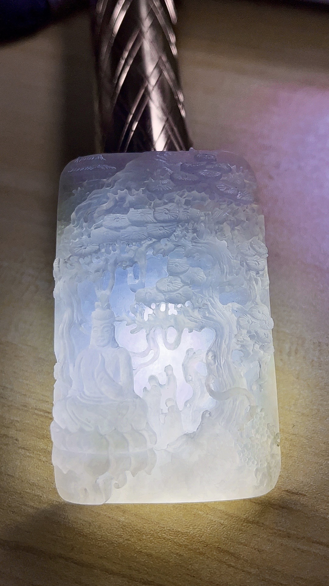 【新春好物】天然缅甸翡翠起冰胶山水观音毛货需抛光尺寸62-40-12.5