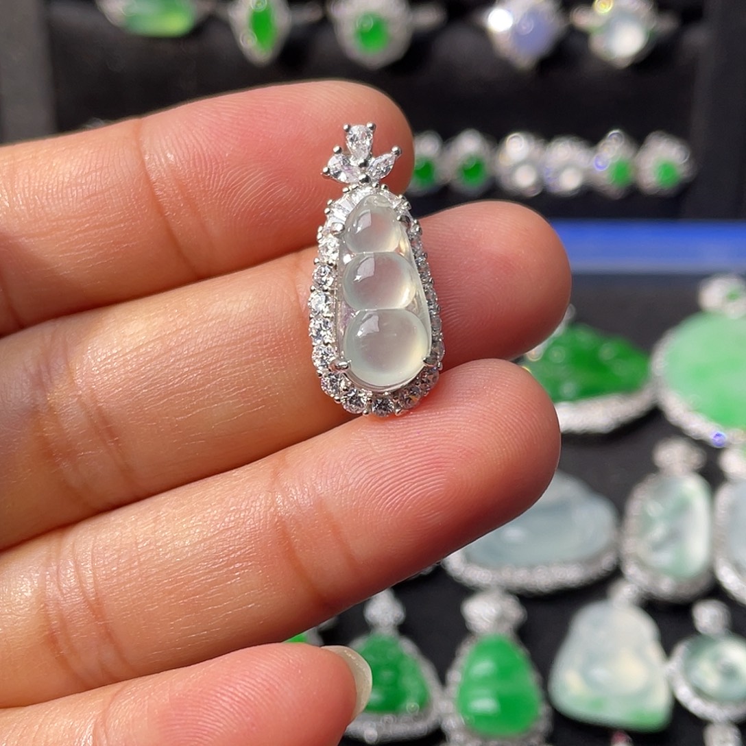 翡翠银S925镶嵌吊坠(不含链)