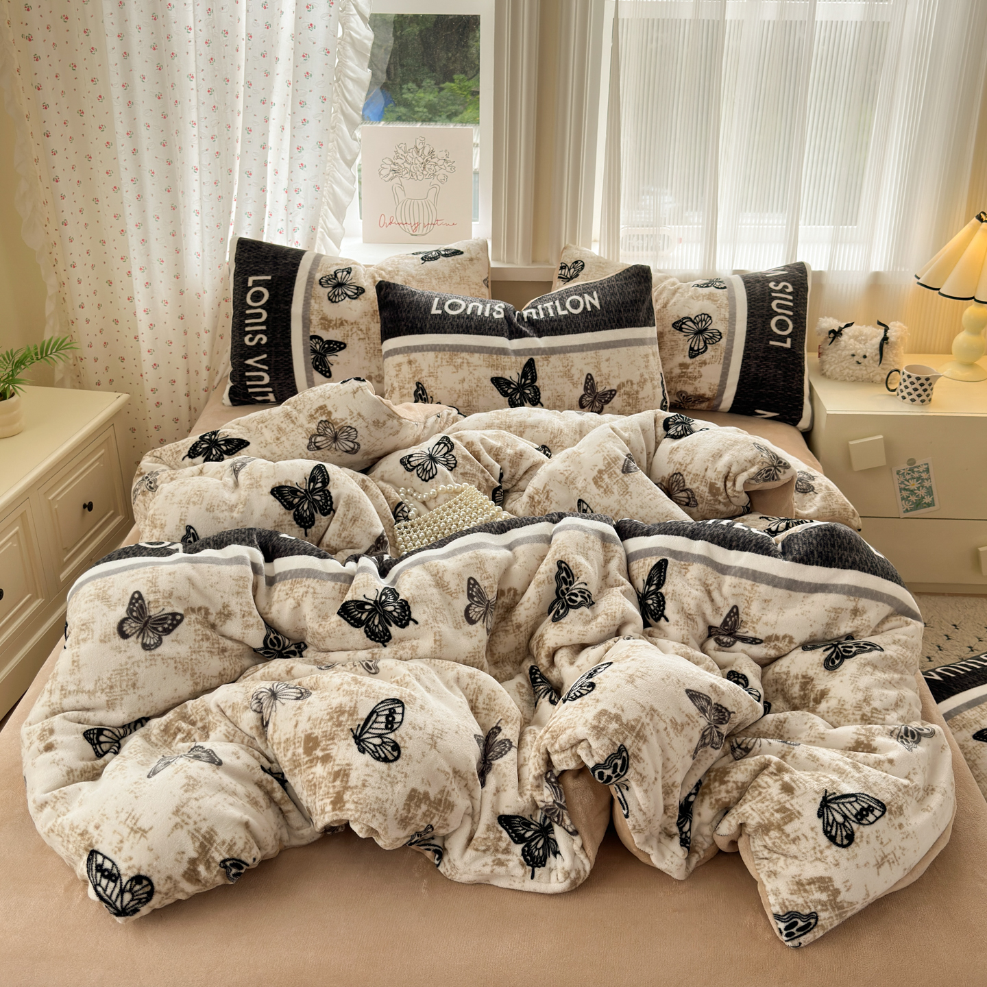 【晚悠】150[软绒甜屿]2025冬季上新款数码印花四件套-sr