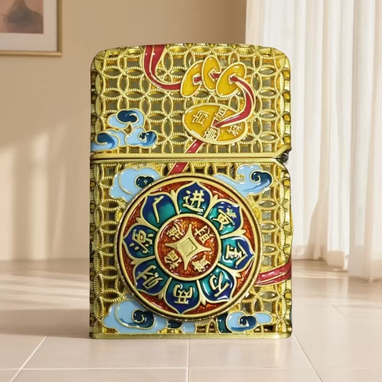 佐罗套甲招贝才金蟾-金色煤油打火机