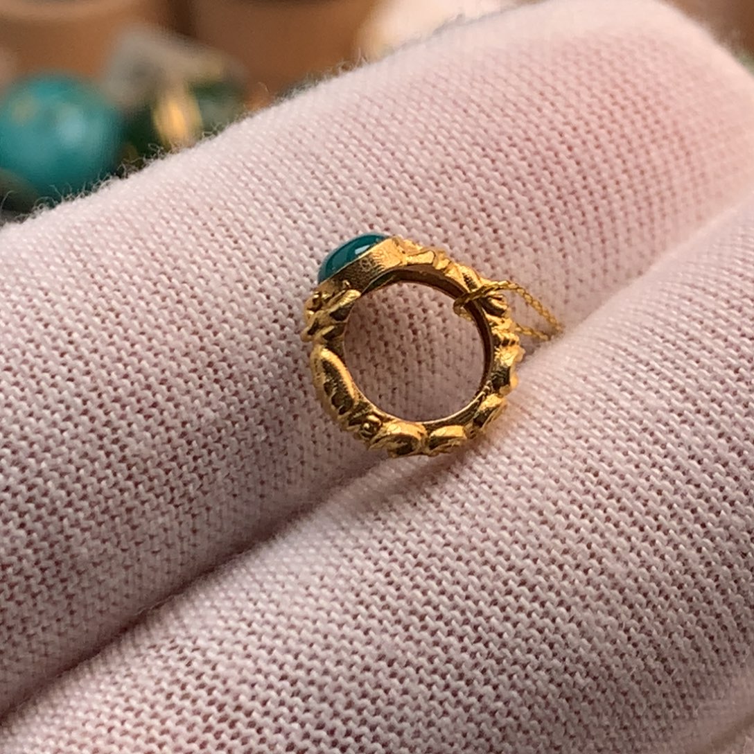 绿松石18K金镶嵌绿松石7m