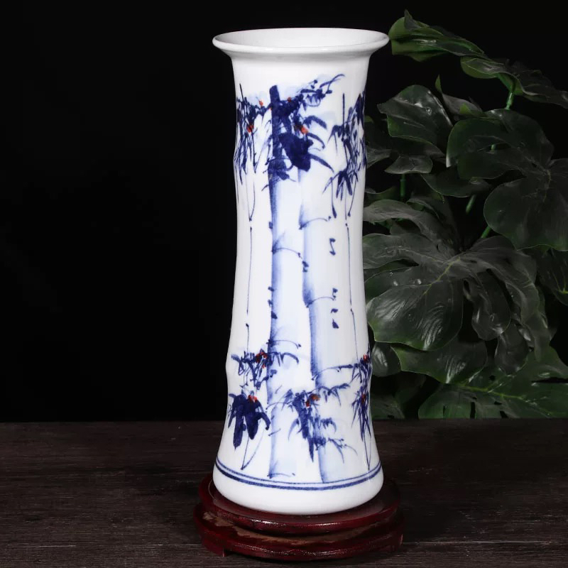 景德镇陶瓷手绘竹节瓶(不带底座）
