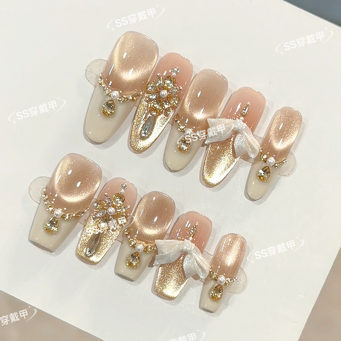 【暖冬】轻奢显白纯手工穿戴甲光疗冰透渐变纯欲四季流行10片装