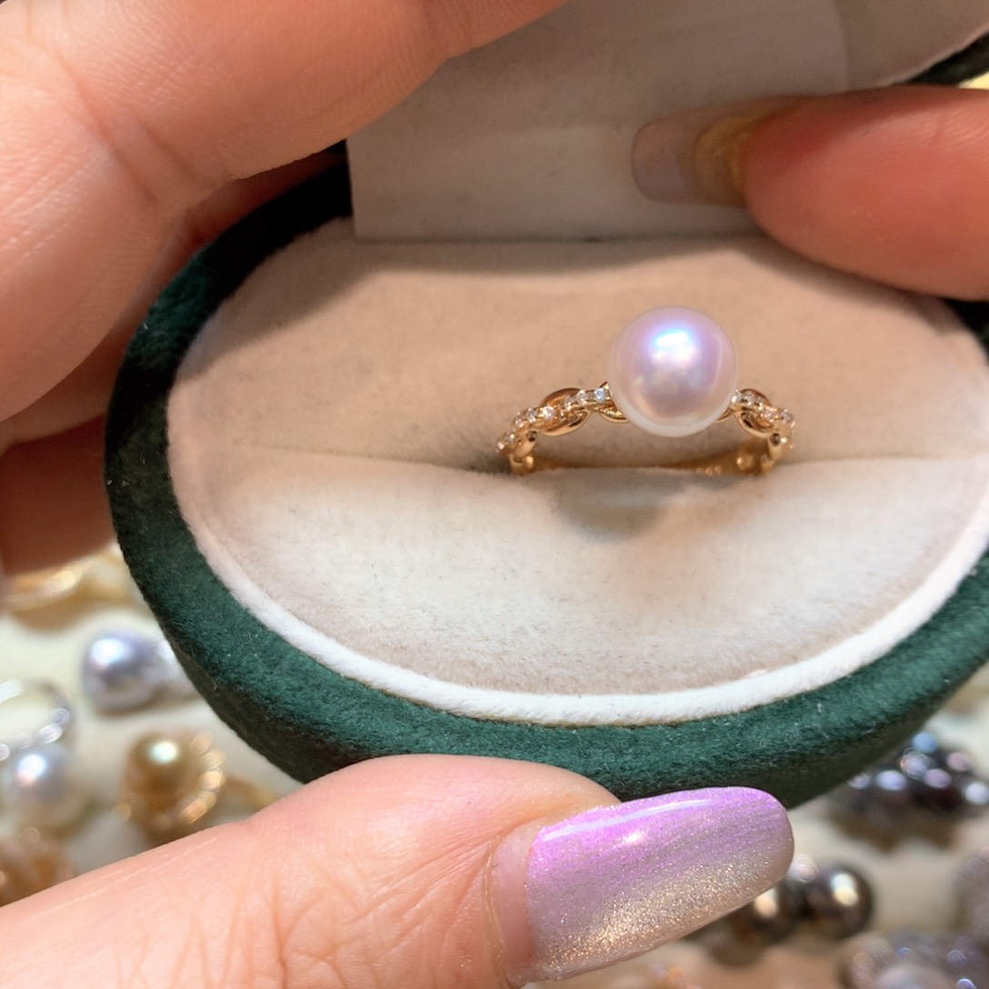 海水珍珠戒指银S925镶嵌