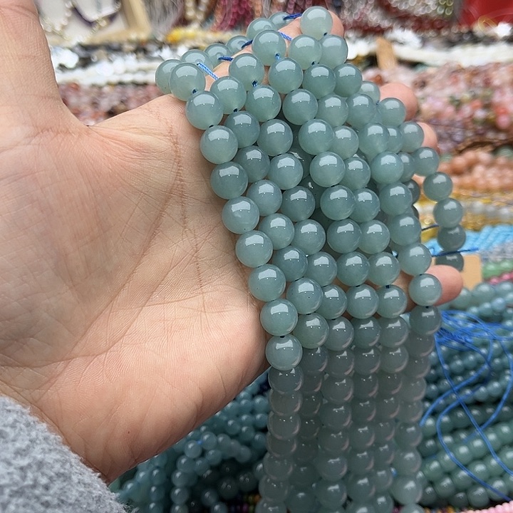 玛瑙/玉髓珠宝半成品未镶嵌一条10mm蓝水和田