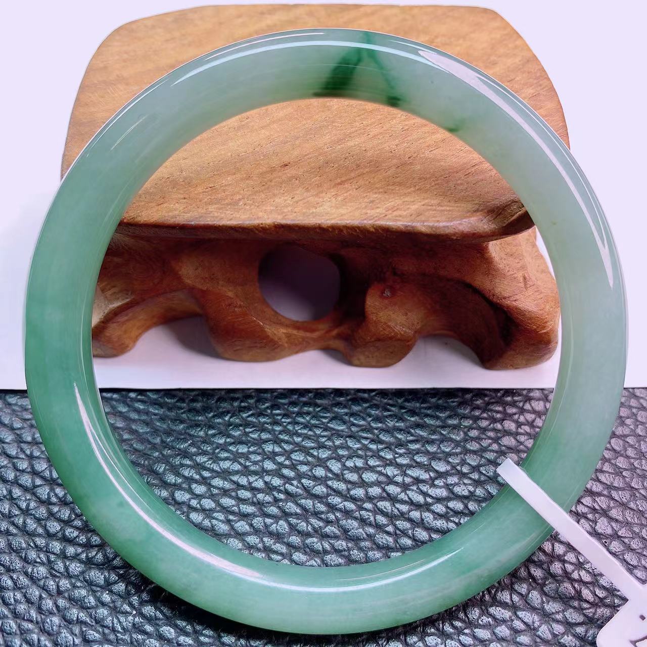 缅甸天然A货翡翠手镯54-55叮当精美女款冰透少女气质时尚美人镯