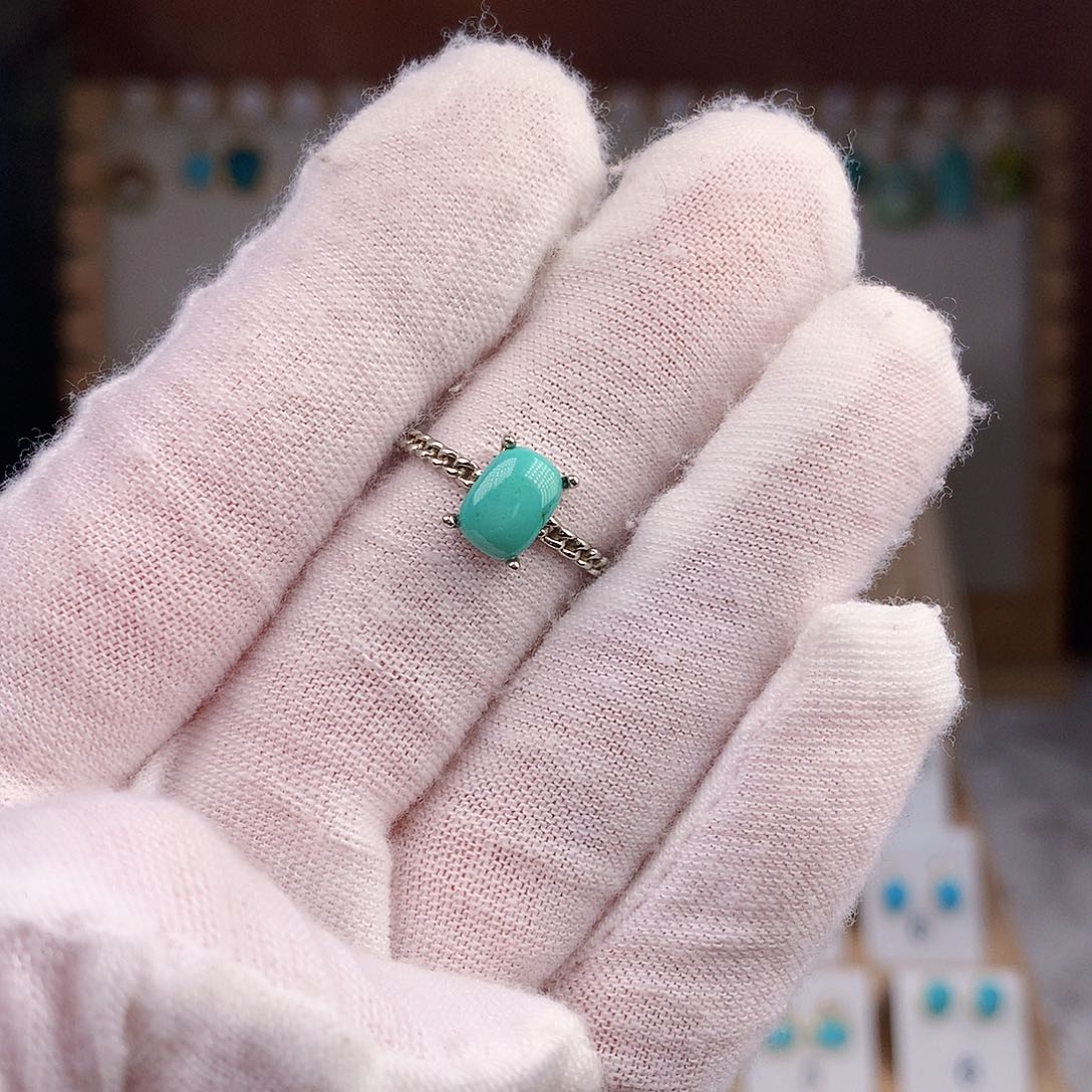绿松石戒指银S925镶嵌