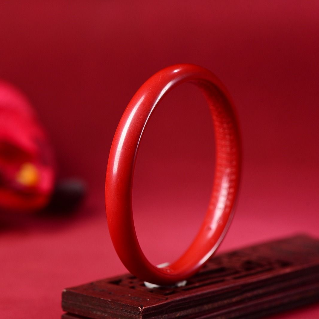 含辰砂工艺品朱砂手镯女款叮当镯心经镯子红砂心经细圆条本命手镯