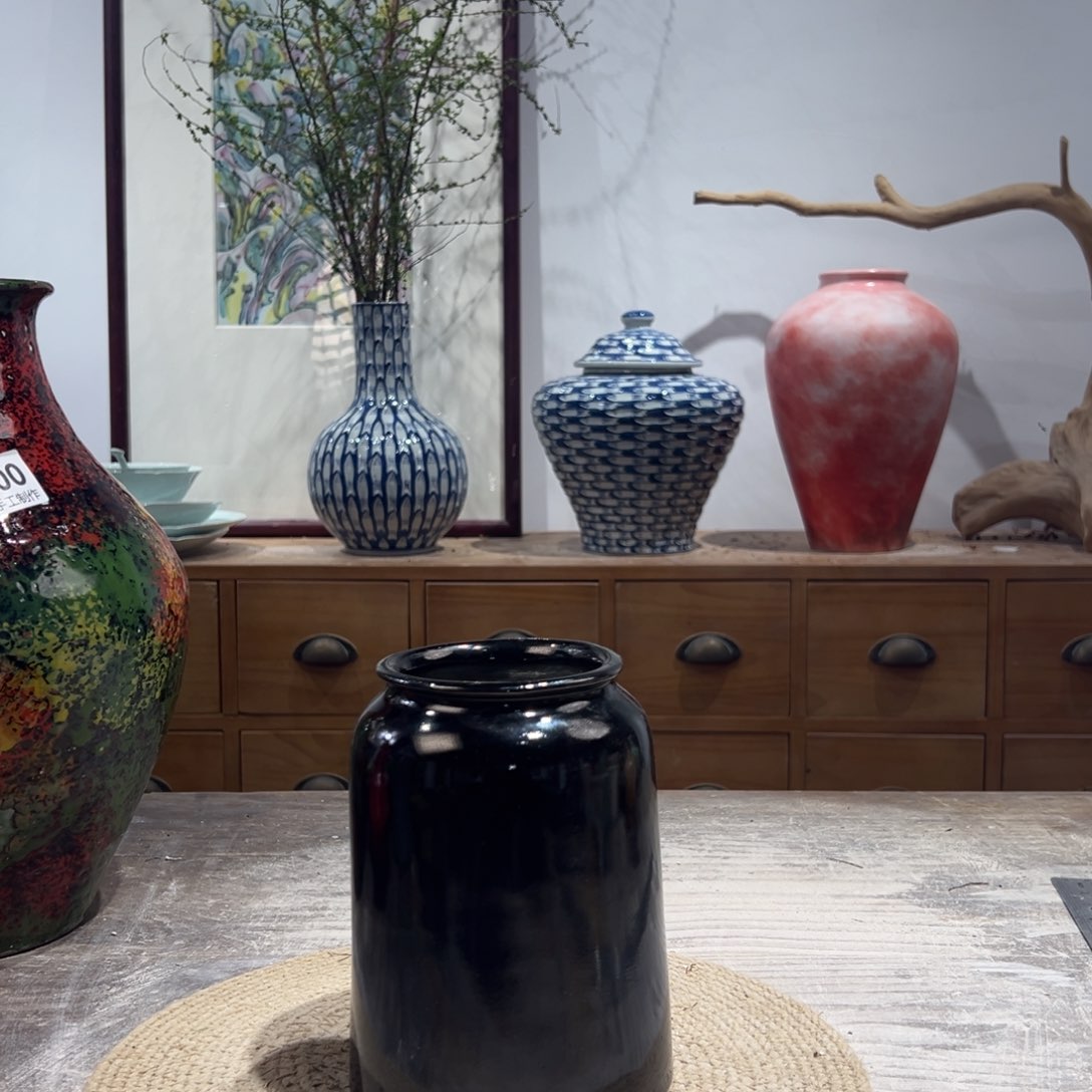 摆件陶瓷花瓶高17口7