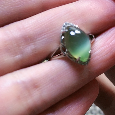 和田玉戒指银S925镶嵌