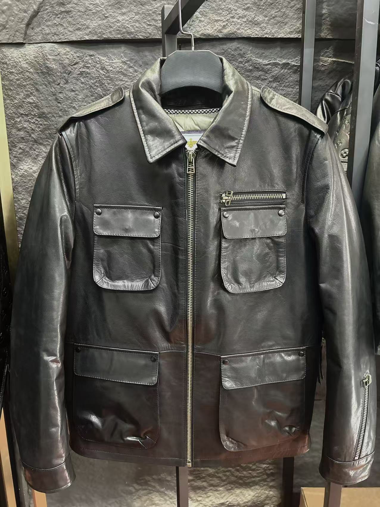 猎装M65翻领厚款内胆可拆卸款皮衣时尚牛皮油蜡皮夹克经典秋冬