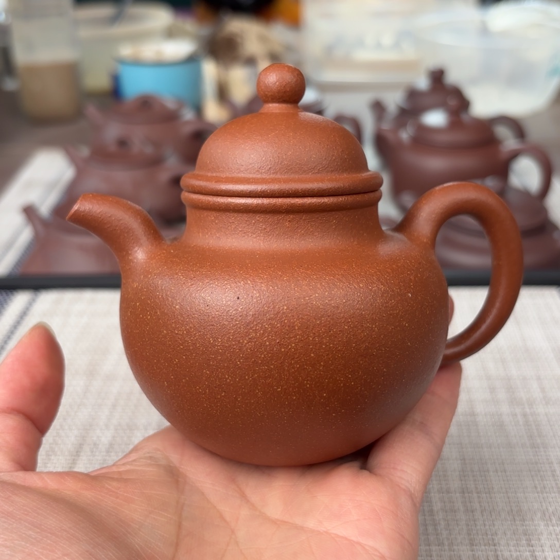 茶壶紫砂特价半手工红降坡掇球壶210cc