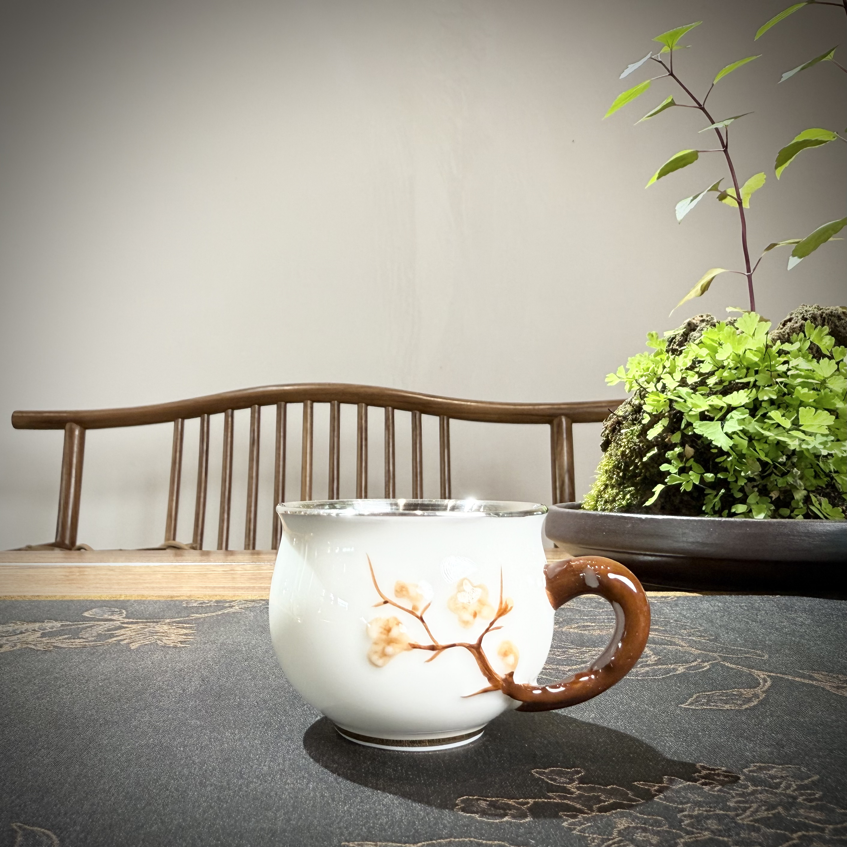 侧把白梅杯  足银999  高端品茗杯主人杯