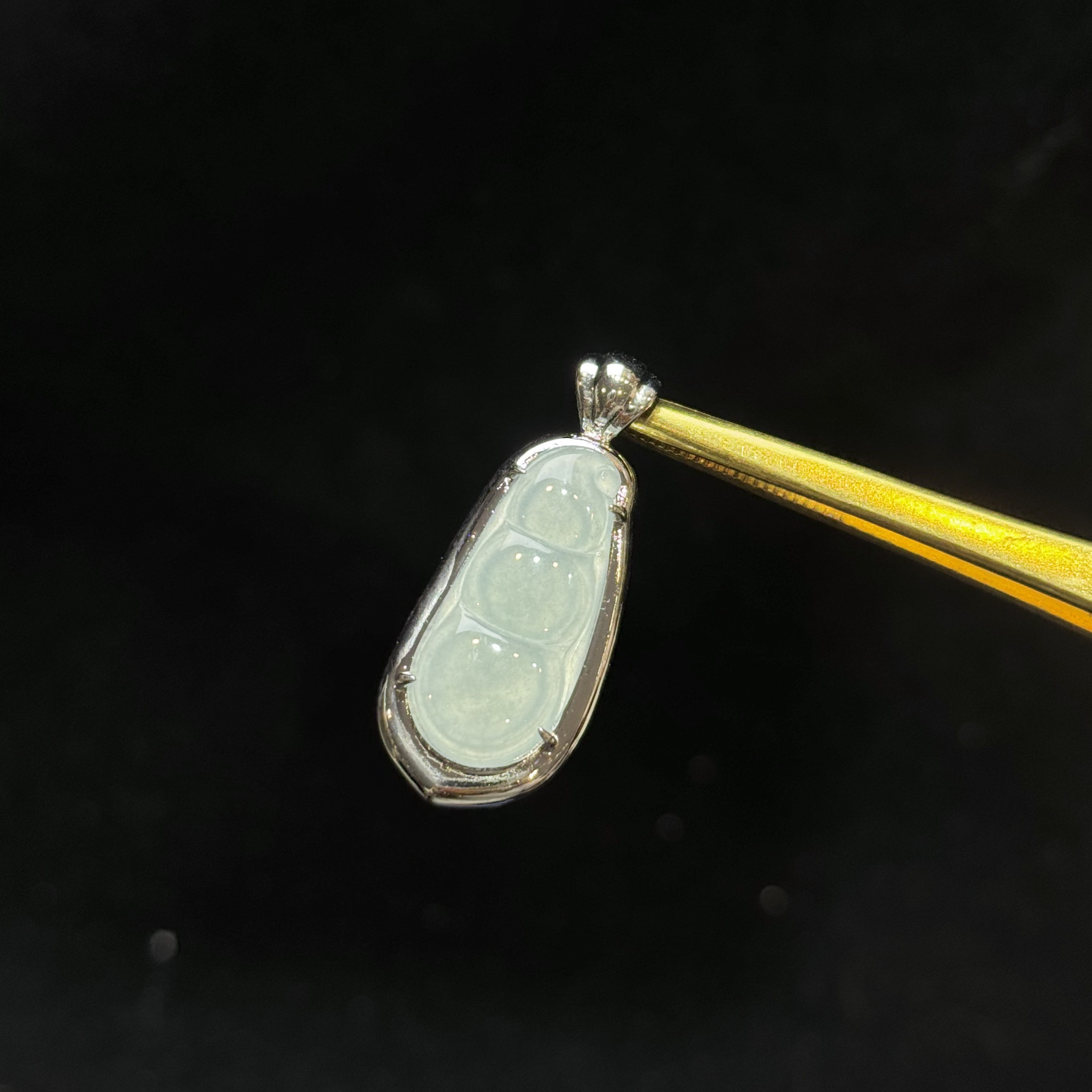 【红旭明玉】天然翡翠A货蓝水福豆吊坠 多样性发一件